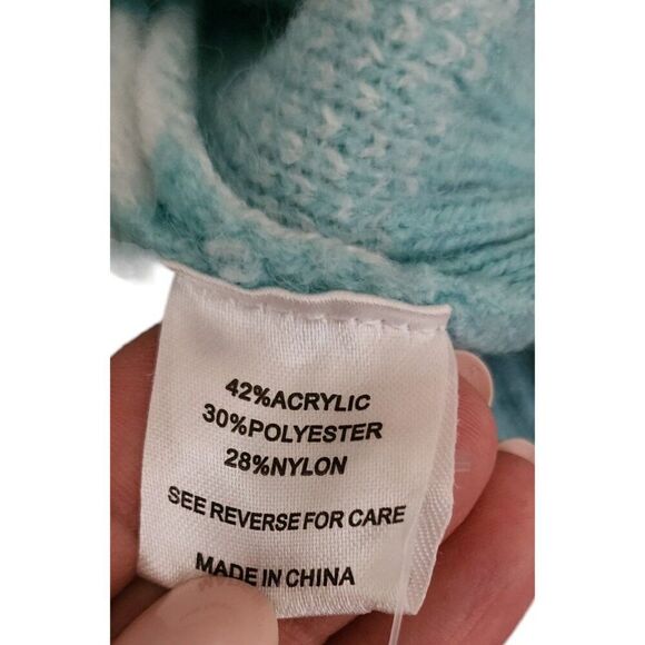 Retro Witty Fox Geometric Cardigan Sweater Womens Size S Blue White - Picture 7 of 8